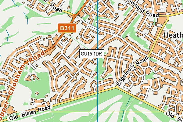 GU15 1DR map - OS VectorMap District (Ordnance Survey)