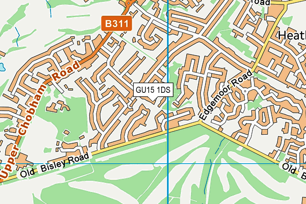 GU15 1DS map - OS VectorMap District (Ordnance Survey)