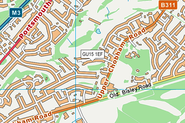 GU15 1EF map - OS VectorMap District (Ordnance Survey)
