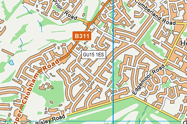 GU15 1ES map - OS VectorMap District (Ordnance Survey)