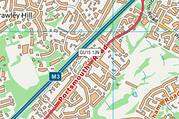 GU15 1JN map - OS VectorMap District (Ordnance Survey)