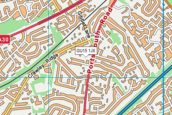 GU15 1JX map - OS VectorMap District (Ordnance Survey)