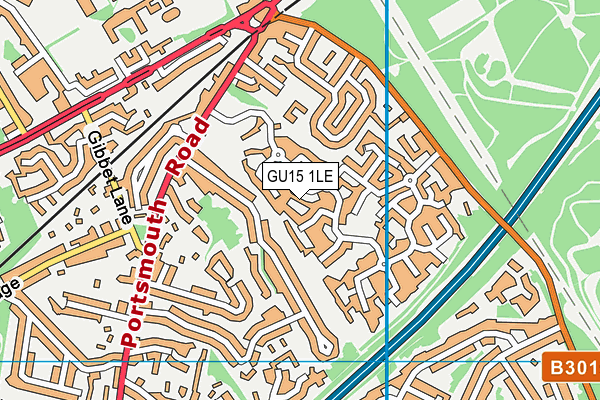 GU15 1LE map - OS VectorMap District (Ordnance Survey)