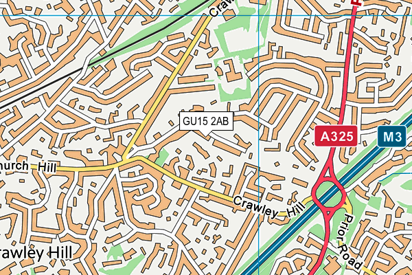 GU15 2AB map - OS VectorMap District (Ordnance Survey)