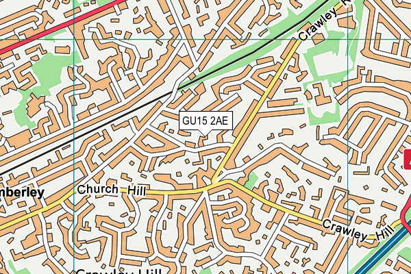 GU15 2AE map - OS VectorMap District (Ordnance Survey)