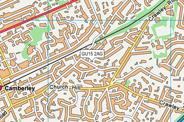 GU15 2AG map - OS VectorMap District (Ordnance Survey)