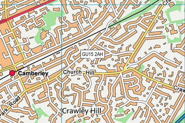 GU15 2AH map - OS VectorMap District (Ordnance Survey)