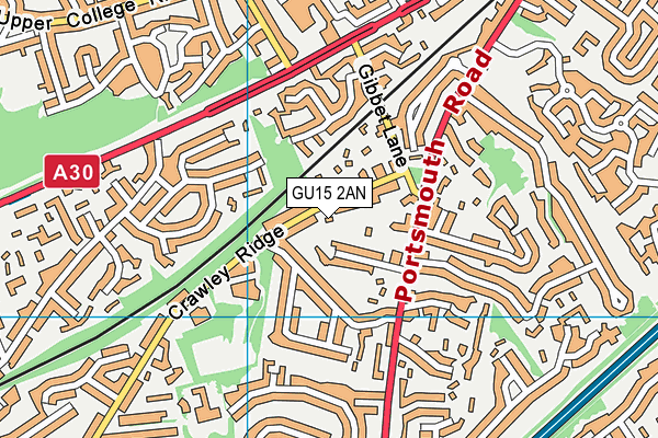 GU15 2AN map - OS VectorMap District (Ordnance Survey)