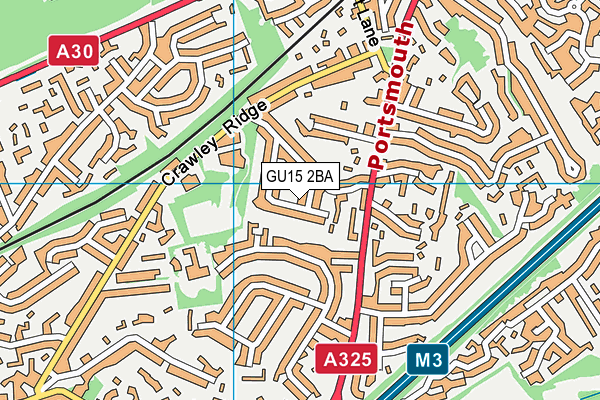 GU15 2BA map - OS VectorMap District (Ordnance Survey)