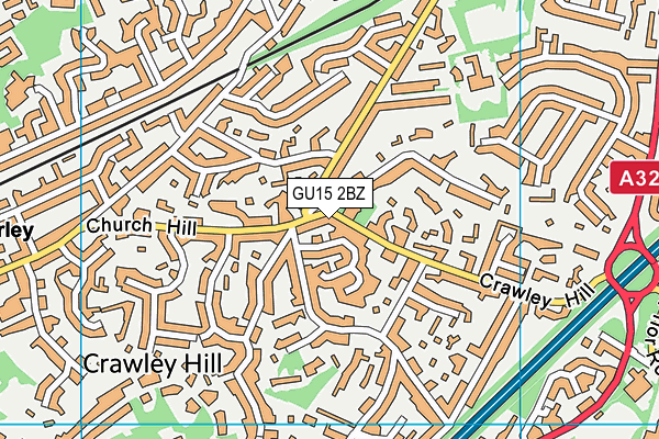 GU15 2BZ map - OS VectorMap District (Ordnance Survey)