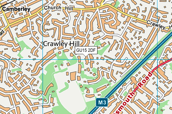 GU15 2DF map - OS VectorMap District (Ordnance Survey)