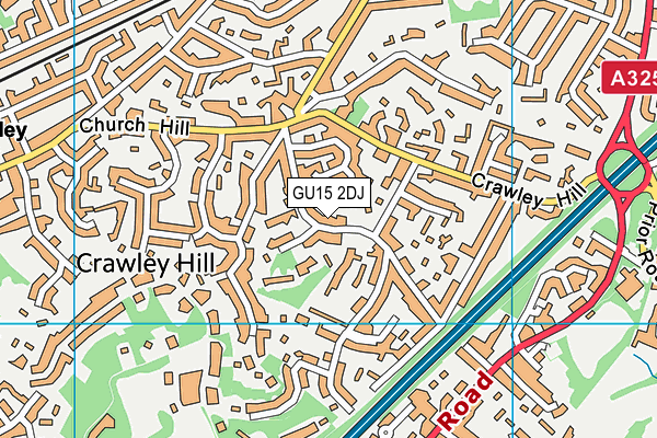 GU15 2DJ map - OS VectorMap District (Ordnance Survey)