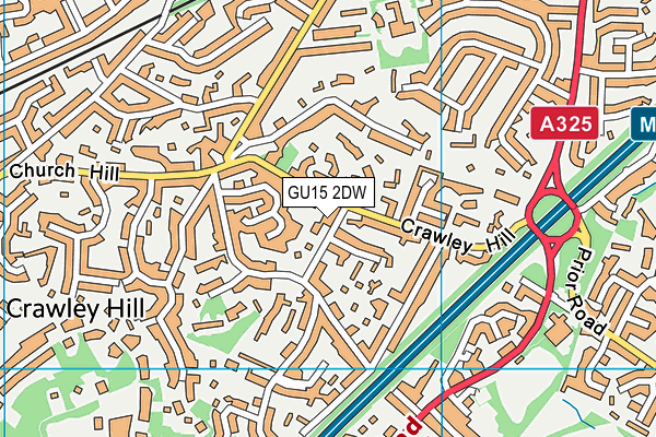 GU15 2DW map - OS VectorMap District (Ordnance Survey)