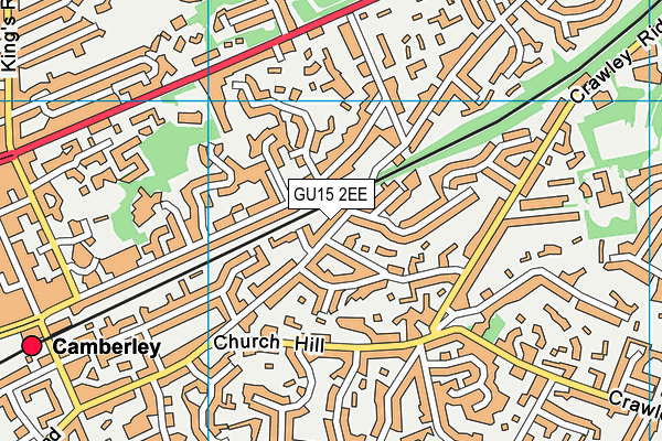 GU15 2EE map - OS VectorMap District (Ordnance Survey)