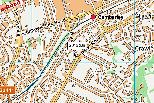 GU15 2JB map - OS VectorMap District (Ordnance Survey)