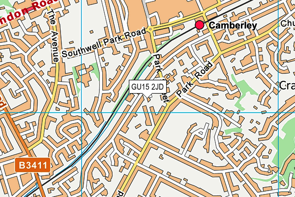 GU15 2JD map - OS VectorMap District (Ordnance Survey)