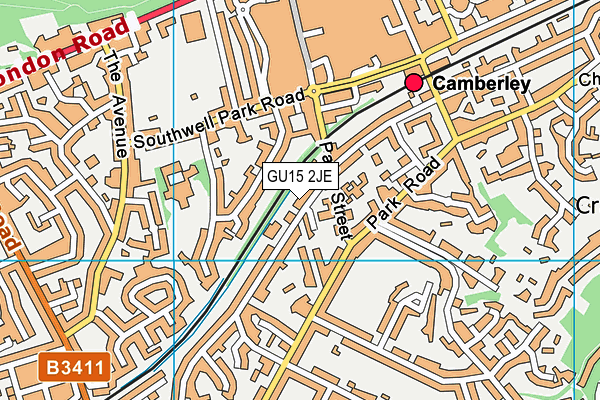 GU15 2JE map - OS VectorMap District (Ordnance Survey)