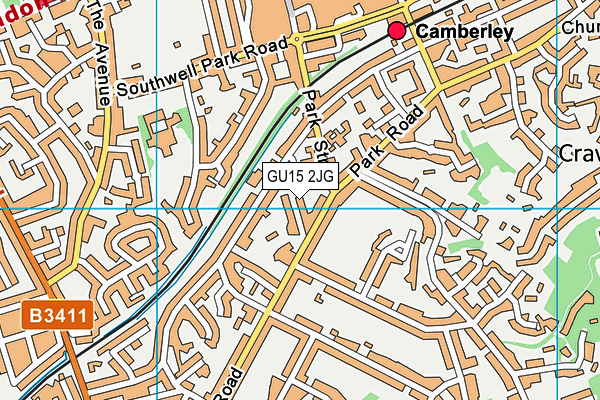 GU15 2JG map - OS VectorMap District (Ordnance Survey)