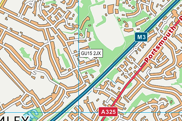 GU15 2JX map - OS VectorMap District (Ordnance Survey)