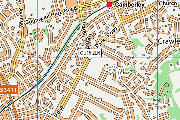 GU15 2LN map - OS VectorMap District (Ordnance Survey)