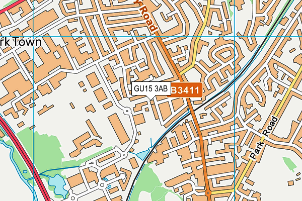 GU15 3AB map - OS VectorMap District (Ordnance Survey)