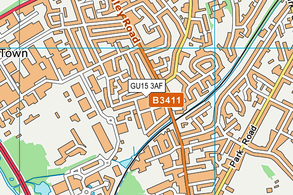 GU15 3AF map - OS VectorMap District (Ordnance Survey)