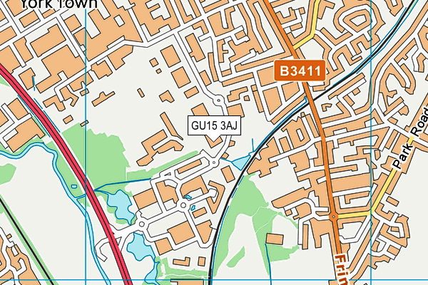 GU15 3AJ map - OS VectorMap District (Ordnance Survey)