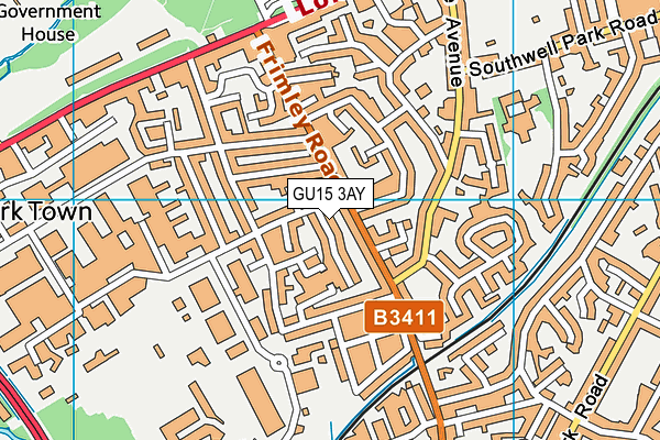 GU15 3AY map - OS VectorMap District (Ordnance Survey)