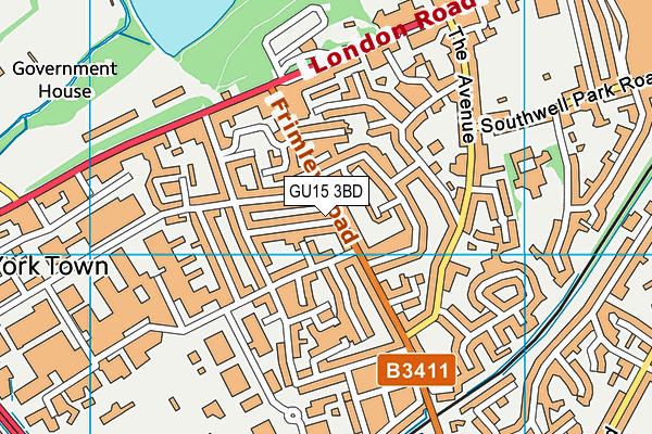GU15 3BD map - OS VectorMap District (Ordnance Survey)