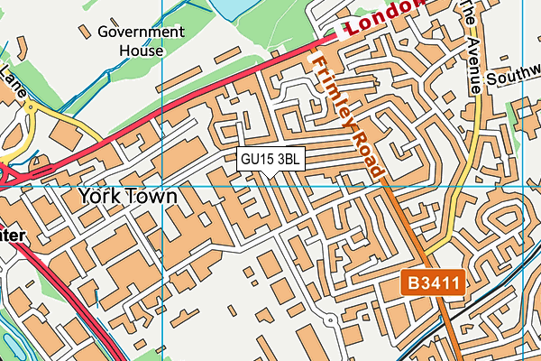 GU15 3BL map - OS VectorMap District (Ordnance Survey)