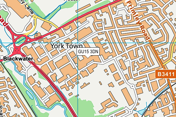 GU15 3DN map - OS VectorMap District (Ordnance Survey)