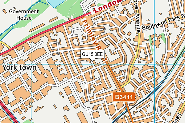GU15 3EE map - OS VectorMap District (Ordnance Survey)