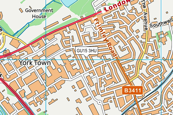 GU15 3HU map - OS VectorMap District (Ordnance Survey)
