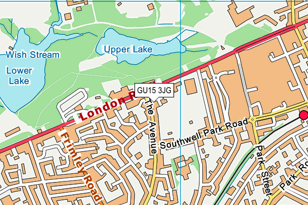 London Road Recreation Ground map (GU15 3JG) - OS VectorMap District (Ordnance Survey)