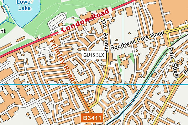 GU15 3LX map - OS VectorMap District (Ordnance Survey)