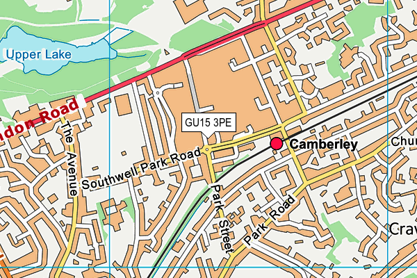 Golds Gym (Camberley) (Closed) map (GU15 3PE) - OS VectorMap District (Ordnance Survey)