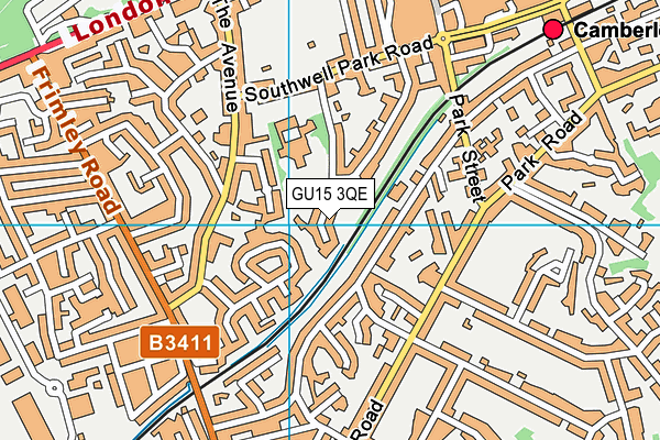 GU15 3QE map - OS VectorMap District (Ordnance Survey)