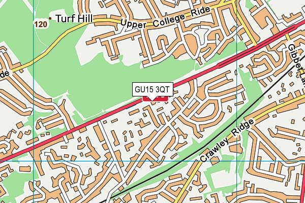 GU15 3QT map - OS VectorMap District (Ordnance Survey)