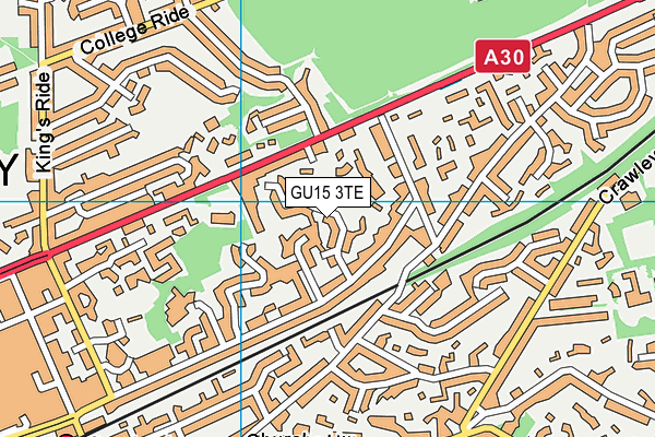 GU15 3TE map - OS VectorMap District (Ordnance Survey)
