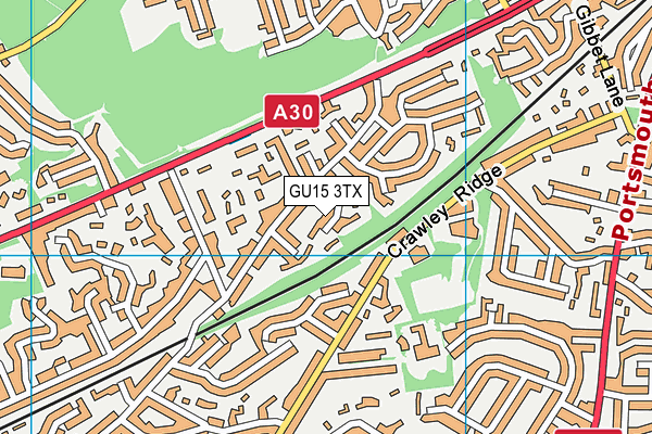 GU15 3TX map - OS VectorMap District (Ordnance Survey)