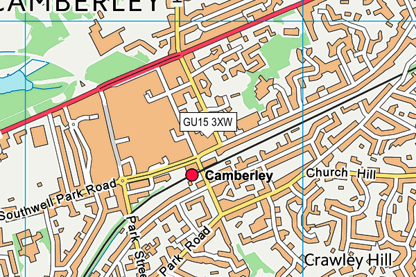 GU15 3XW map - OS VectorMap District (Ordnance Survey)