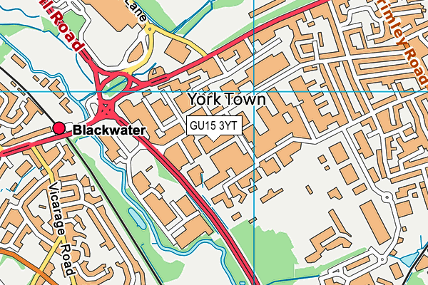 GU15 3YT map - OS VectorMap District (Ordnance Survey)