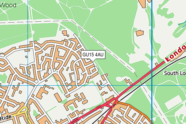 GU15 4AU map - OS VectorMap District (Ordnance Survey)