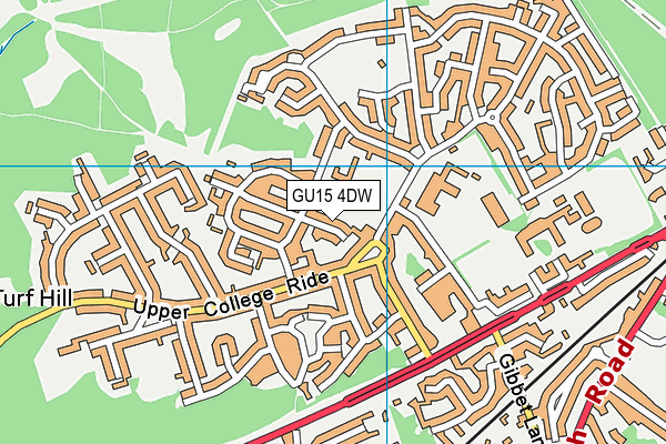 GU15 4DW map - OS VectorMap District (Ordnance Survey)