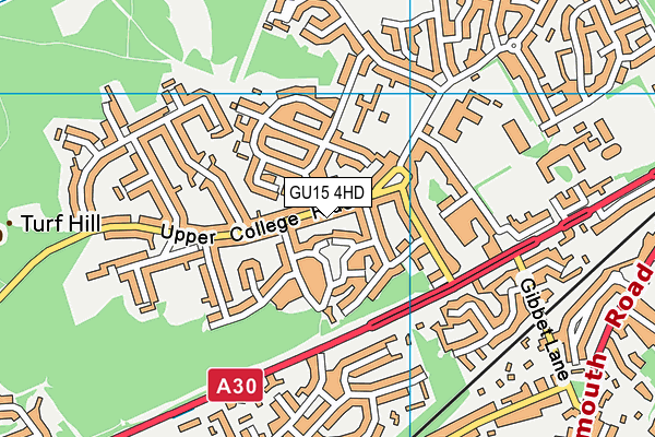 GU15 4HD map - OS VectorMap District (Ordnance Survey)
