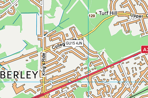 GU15 4JN map - OS VectorMap District (Ordnance Survey)