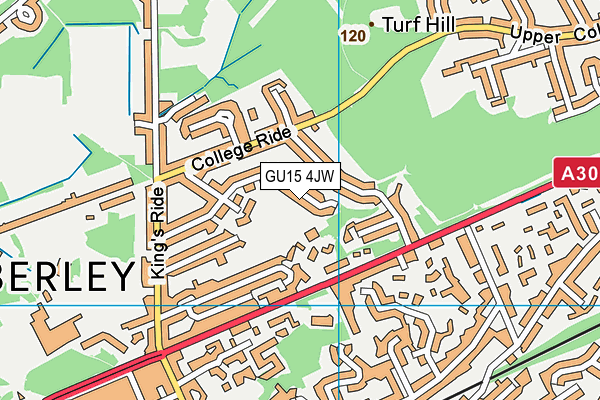 GU15 4JW map - OS VectorMap District (Ordnance Survey)