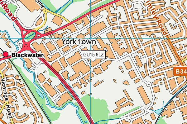 GU15 9LZ map - OS VectorMap District (Ordnance Survey)