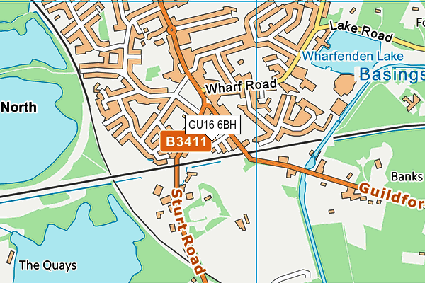 GU16 6BH map - OS VectorMap District (Ordnance Survey)