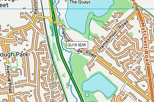 GU16 6DW map - OS VectorMap District (Ordnance Survey)